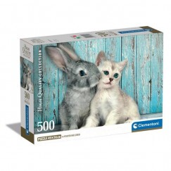 Clementoni Puzzle 500 db HQC - Cat&Bunny (kompakt doboz)