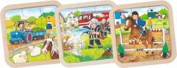 Goki Fa Puzzle 9 db-os, többféle (Farm/Tűzoltó/Lovas)