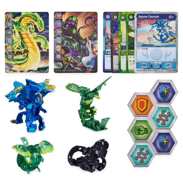 Bakugan S5 Legends kollekció Auxillataur, Talan, Pegatrix, Dragonoid