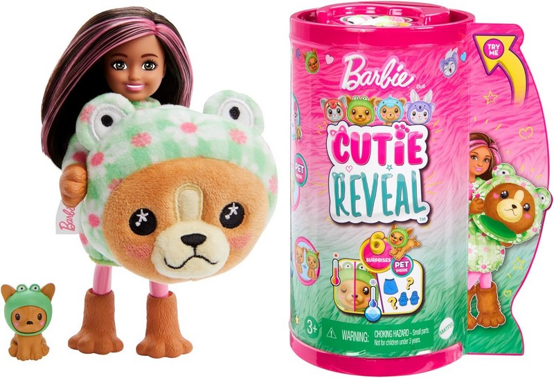 Barbie Chelsea Cutie Reveal Meglepetés Baba Plüss A Plüssben Kutya-Béka