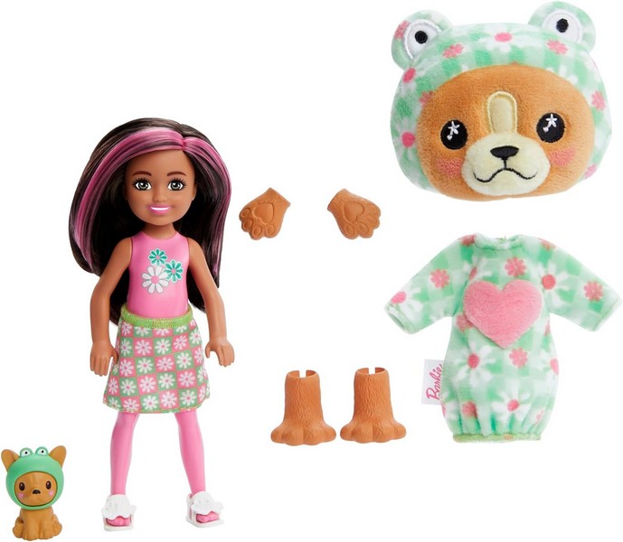 Barbie Chelsea Cutie Reveal Meglepetés Baba Plüss A Plüssben Kutya-Béka
