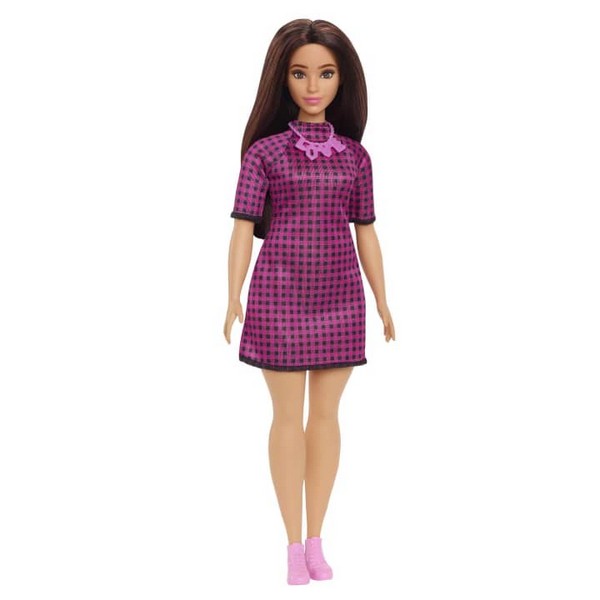 Barbie Fashionista Barátnők - Lila Fekete Kockás Ruhában