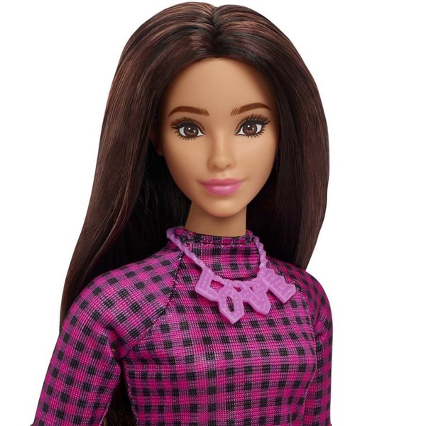 Barbie Fashionista Barátnők - Lila Fekete Kockás Ruhában