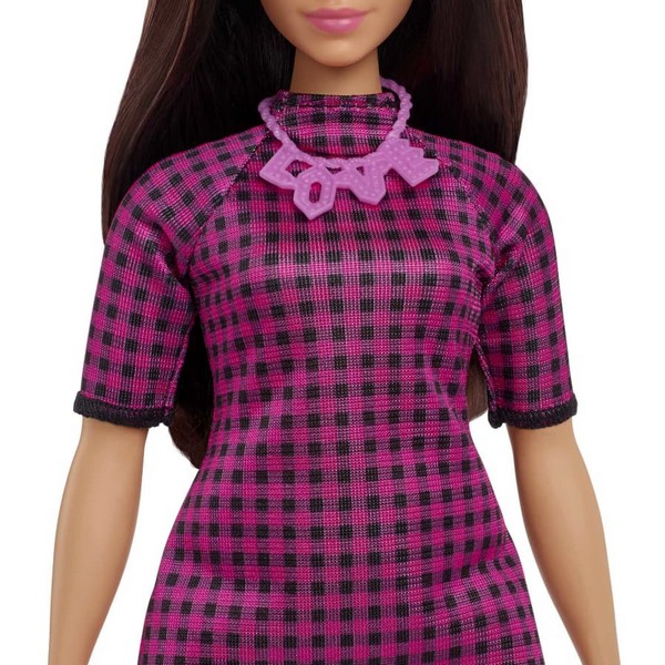 Barbie Fashionista Barátnők - Lila Fekete Kockás Ruhában