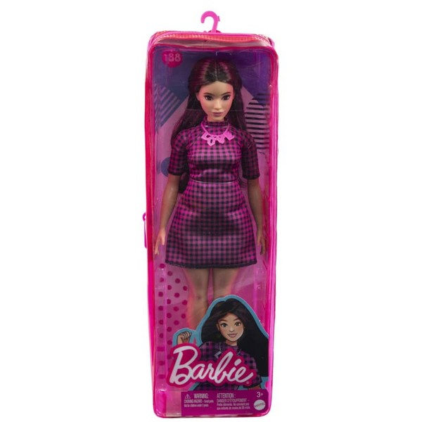 Barbie Fashionista Barátnők - Lila Fekete Kockás Ruhában