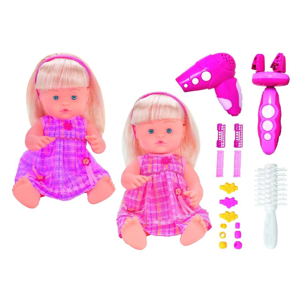 Bimbo hajas baba hanggal, fodrász kellékekkel