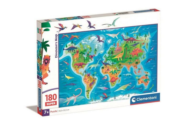 Clementoni Puzzle 180 db Super - Dinosaurs Map