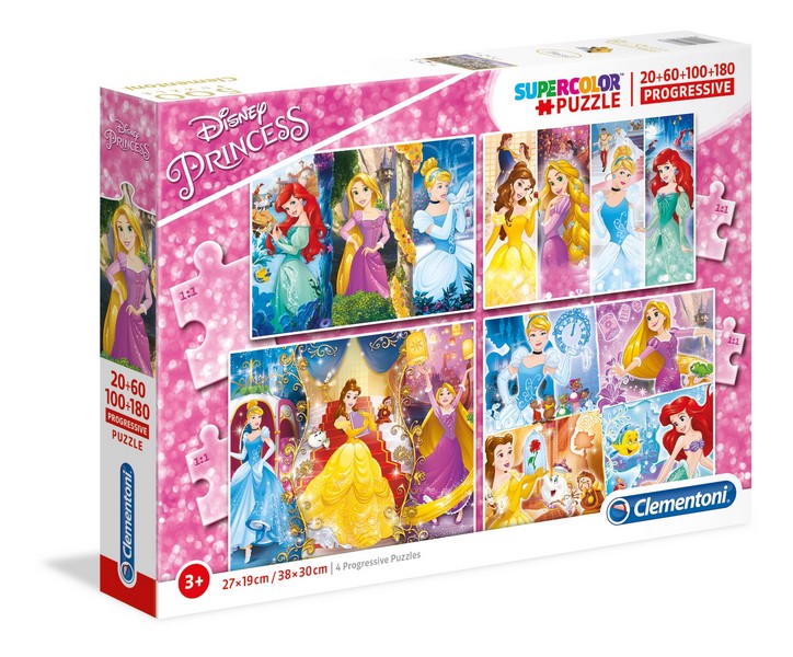 Clementoni Puzzle 4 az 1-ben 20, 60, 100, 180 db-os Disney Hercegnők