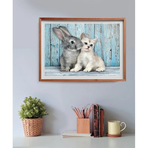 Clementoni Puzzle 500 db HQC - Cat&amp;Bunny (kompakt doboz)