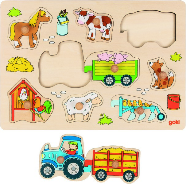 Goki Fa Fogantyús puzzle cserélhető pótkocsikkal