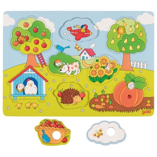 Goki Fa Puzzle háttérrel 8 db-os - A Kertben