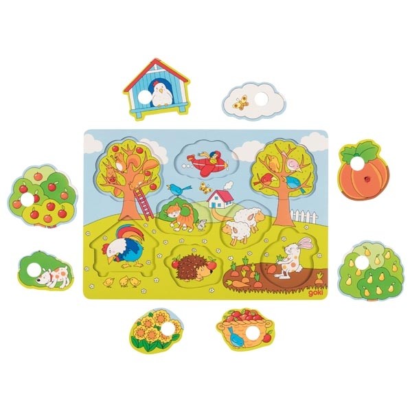 Goki Fa Puzzle háttérrel 8 db-os - A Kertben