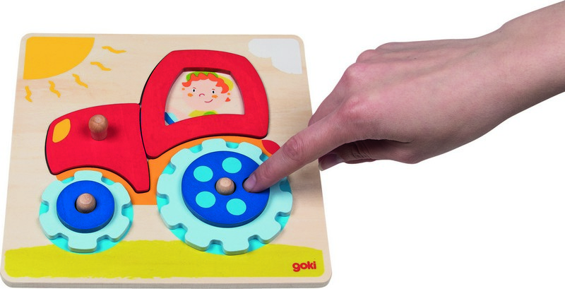 Goki Fa Traktoros puzzle forgatható kerékkel