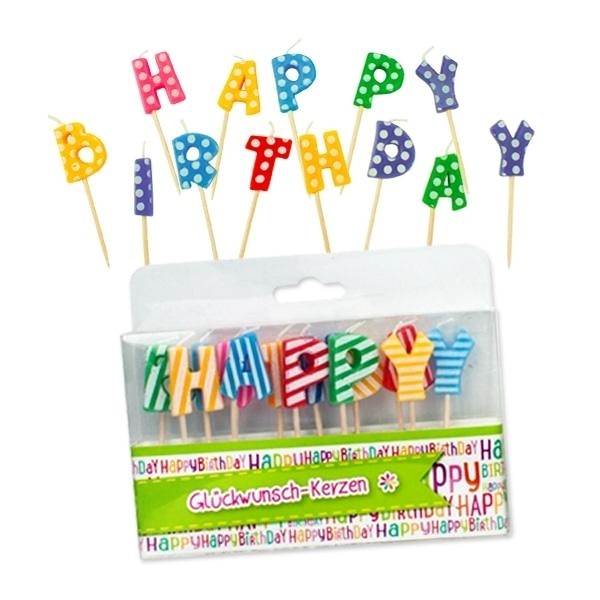 Happy Birthday mintás betűk szülinapi gyertya szett, 2 féle