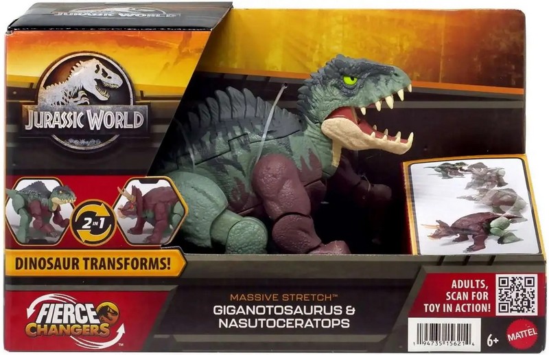 Jurassic Wolrd - Deluxe Átalakuló Dínó Giganotosaurus &amp; Nasutoceratops