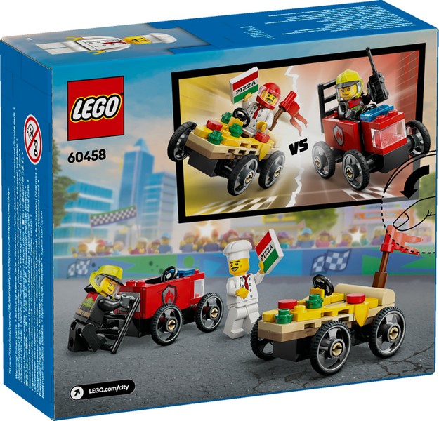 LEGO City 60458 Pizzásautó vs. tűzoltóautó, versenyautós csomag
