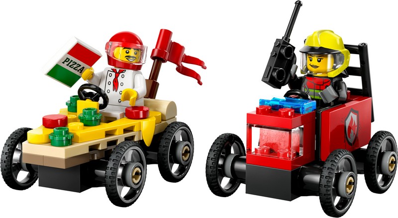 LEGO City 60458 Pizzásautó vs. tűzoltóautó, versenyautós csomag