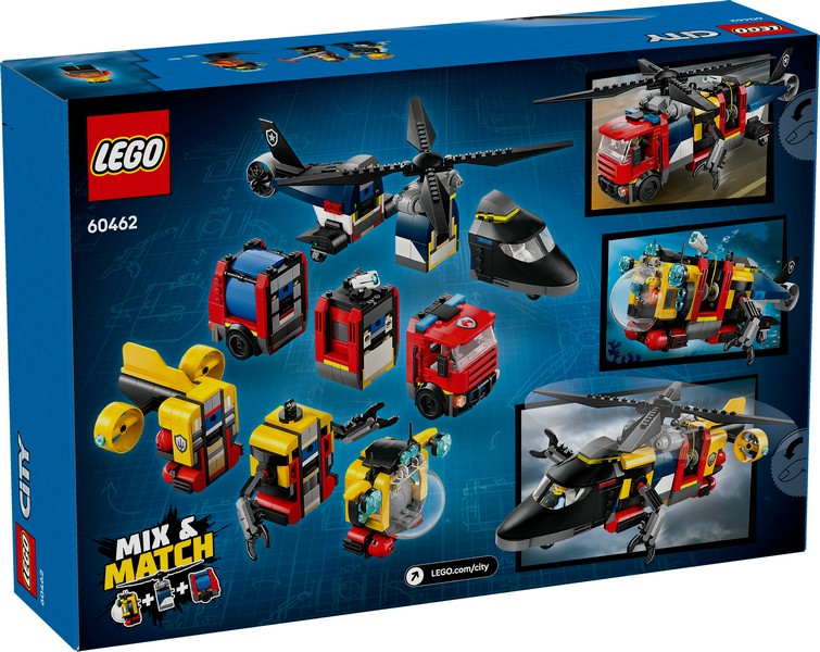 LEGO City 60462 Helikopter, Tűzoltóautó És Tengeralattjáró Egy Csomagban