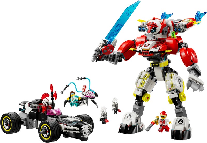 LEGO DREAMZzz 71497 Cooper Tigrisrobotja És Zero Hot Rod Autója