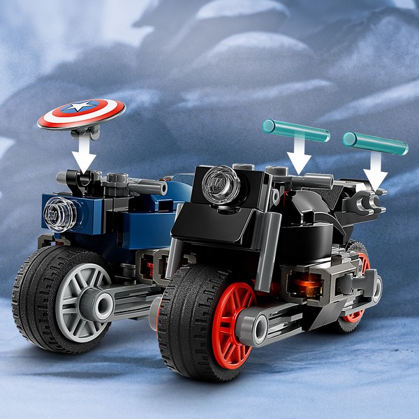 LEGO Super Heroes 76260 Fekete Özvegy és Amerika Kapitány motorkerékpárok