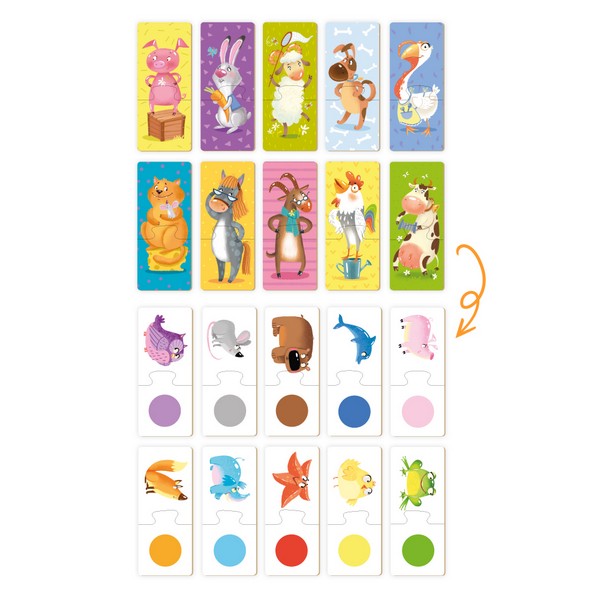 MON Puzzle 2 az 1-ben játék - Színes állatok