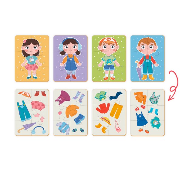 MON Puzzle 2 az 1-ben játék - Öltözködés és évszakok