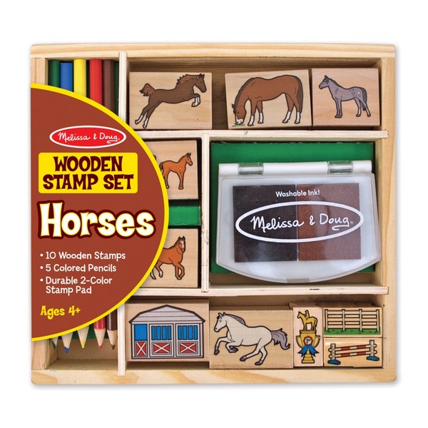 Melissa &amp; Doug Fa Nyomda Készlet Ceruzákkal Lovas