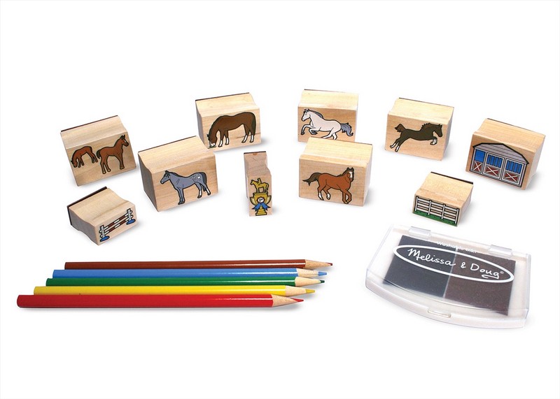 Melissa &amp; Doug Fa Nyomda Készlet Ceruzákkal Lovas