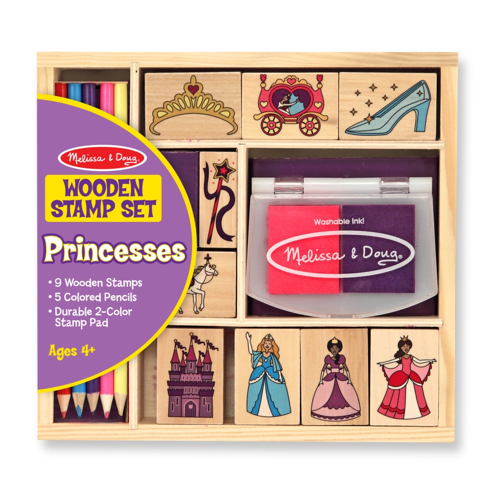 Melissa &amp; Doug Fa nyomda készlet ceruzákkal Hercegnők