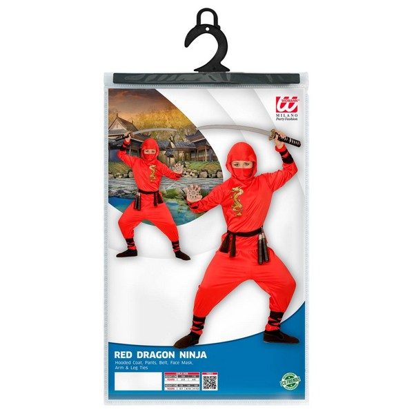 Piros sárkány ninja jelmez 128-as méret