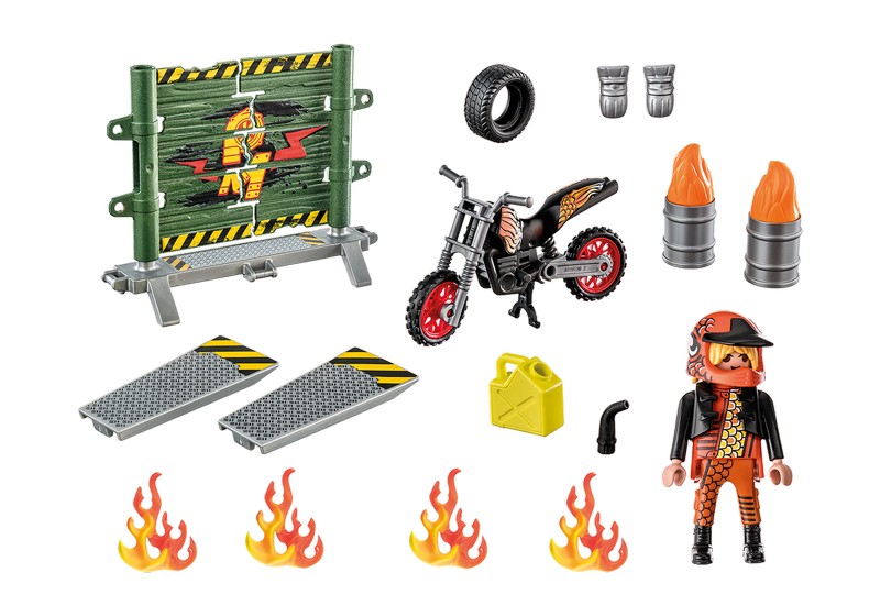 Playmobil 71256 Starter Pack - Kaszkadőr motorral és tüzes karikával