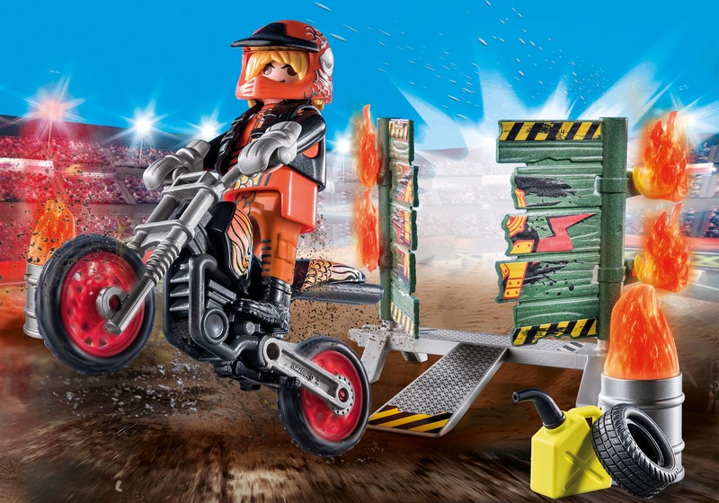 Playmobil 71256 Starter Pack - Kaszkadőr motorral és tüzes karikával
