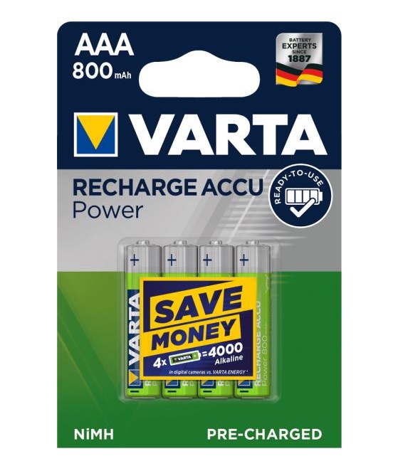 Varta Power tölthető AAA Mikroelem 800 mAh 4 db