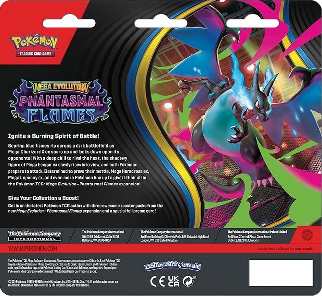 Pokémon TCG ME02 Phantasmal Flames - 3 Blister Booster
