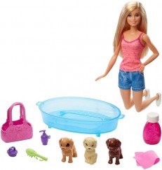 Barbie kutyus fürdetős játékszett
