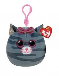 TY Squishy Beanies Kiki Szürke Macska Plüss Clip 8,5 cm