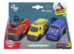 Dickie Micro Rescue Force Vészhelyzeti Járművek 3 db-os