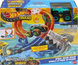 Hot Wheels Monster Trucks Corkscrew Shark Smash Playset