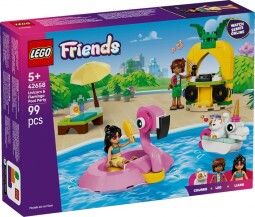 LEGO Friends 42658 Medencés Buli Flamingóval És Egyszarvúval