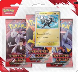 Pokémon TCG SV10 Destined Rivals - 3 Blister Booster Gyűjtői Kártyacsomag Zebra